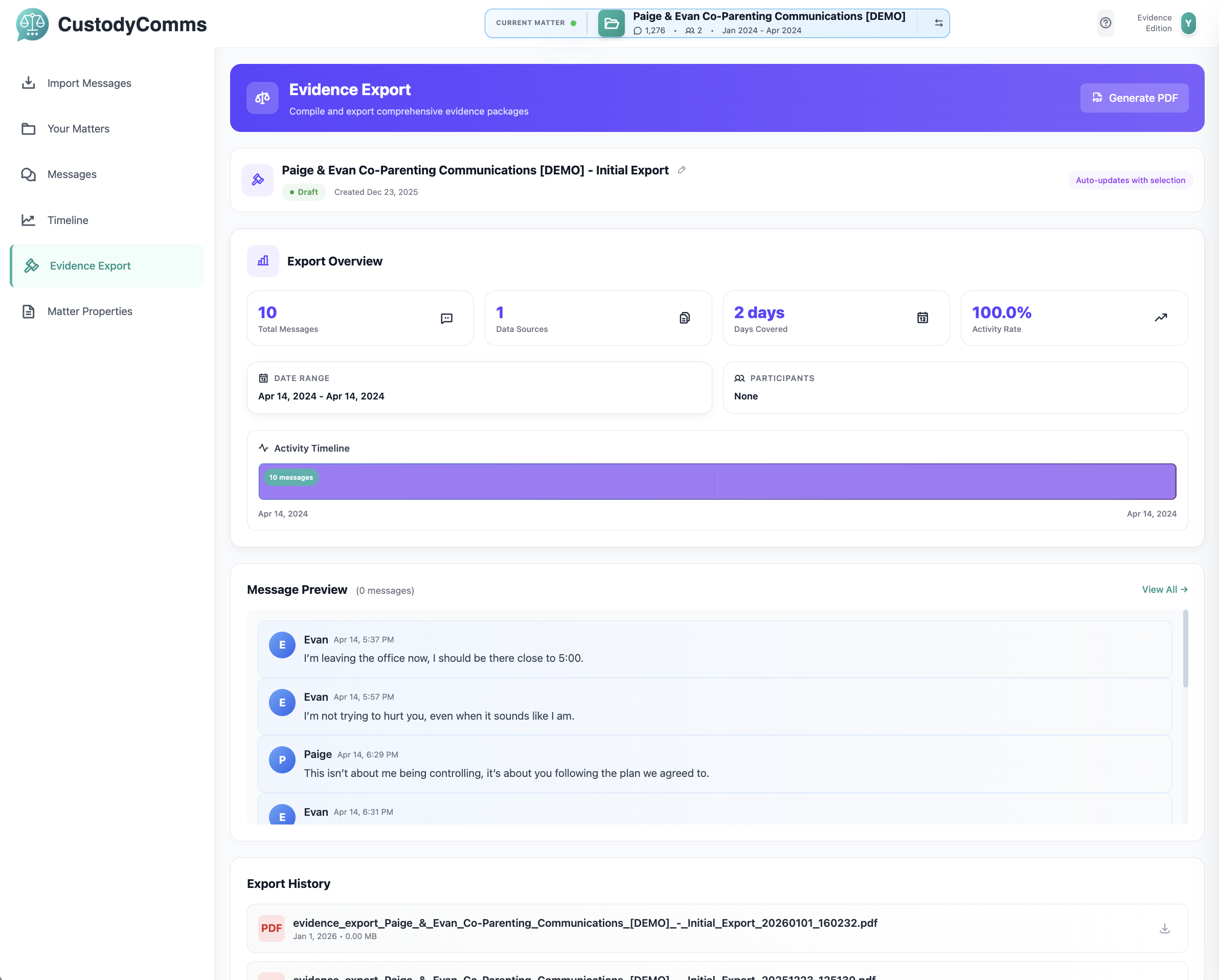CustodyComms - Message View